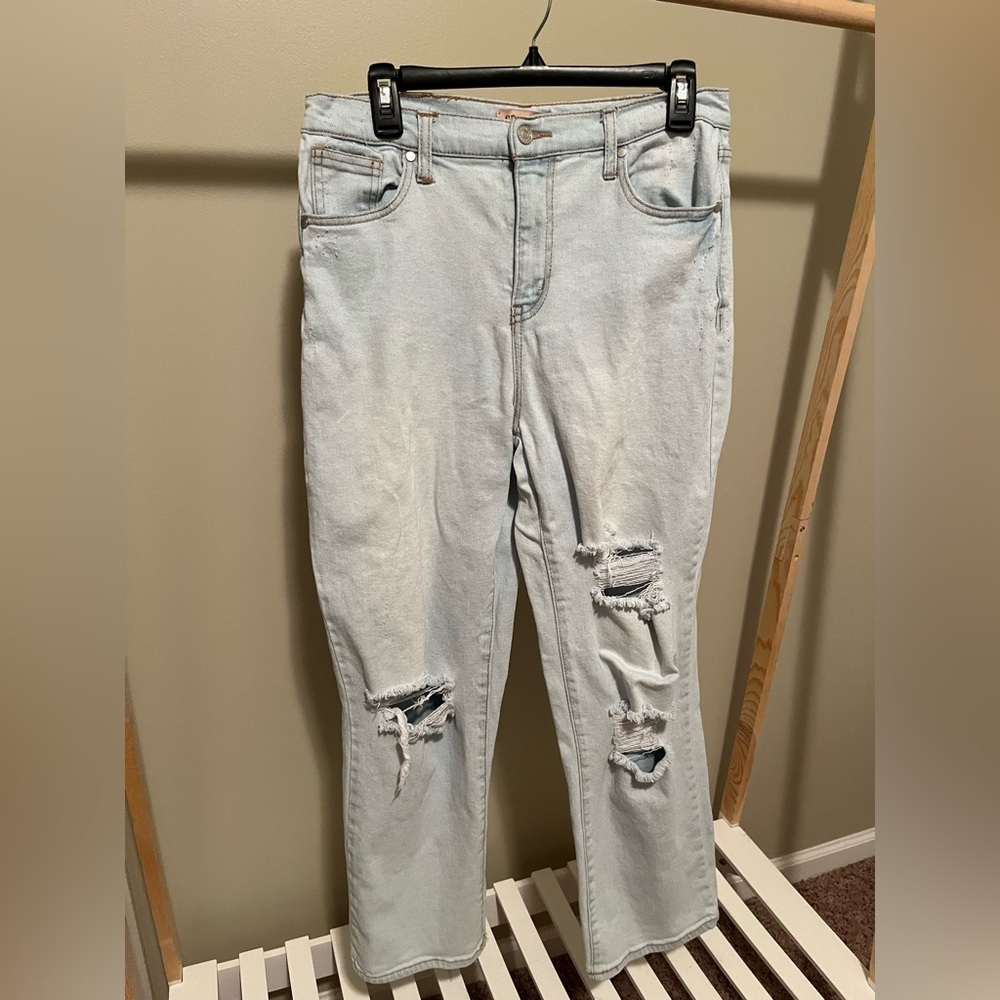 Celebrity Pink Distressed Straight Leg Denim Jeans size 9/29